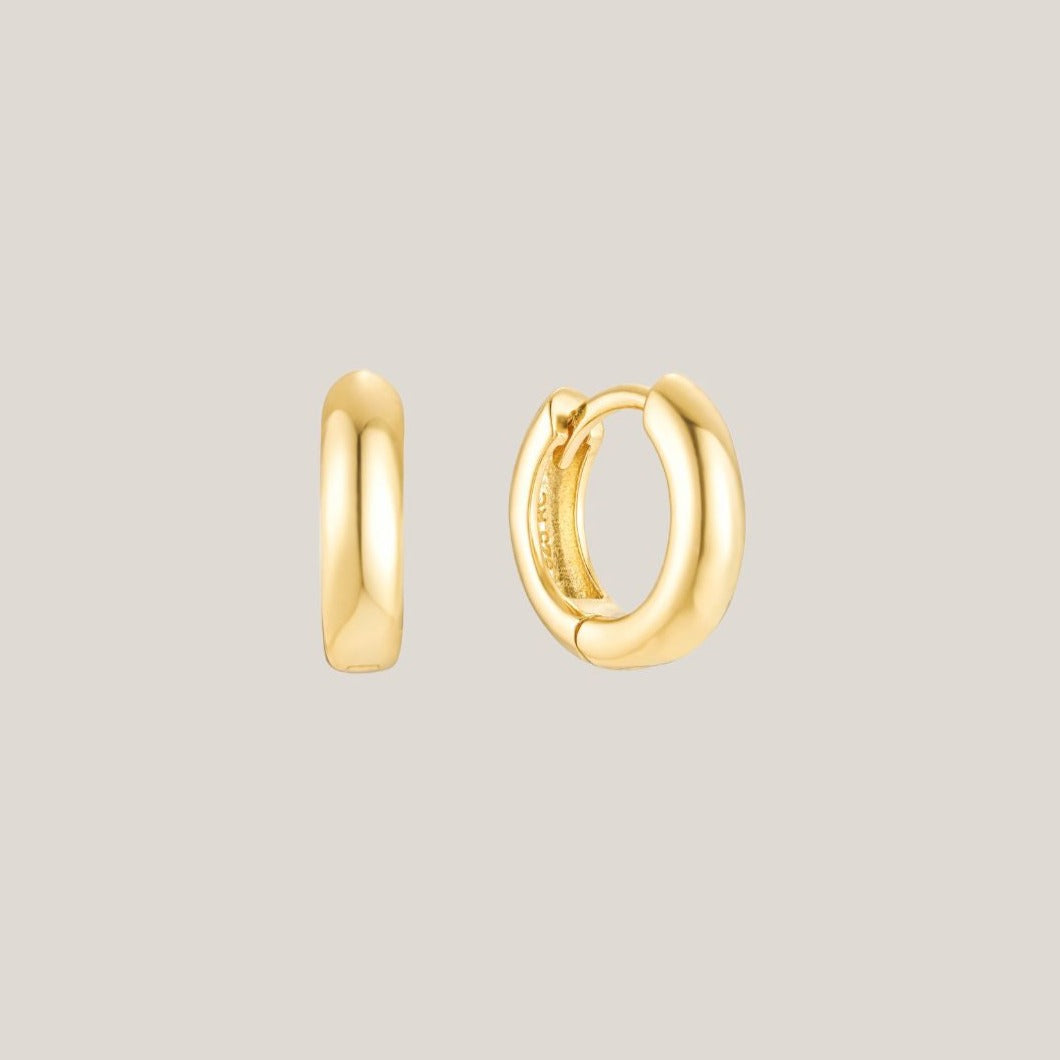 18 karat gold plated bold sterling silver huggie hoops