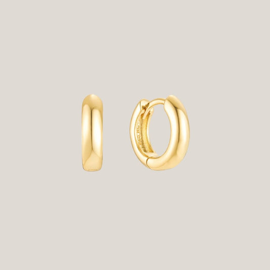 18 karat gold plated bold sterling silver huggie hoops