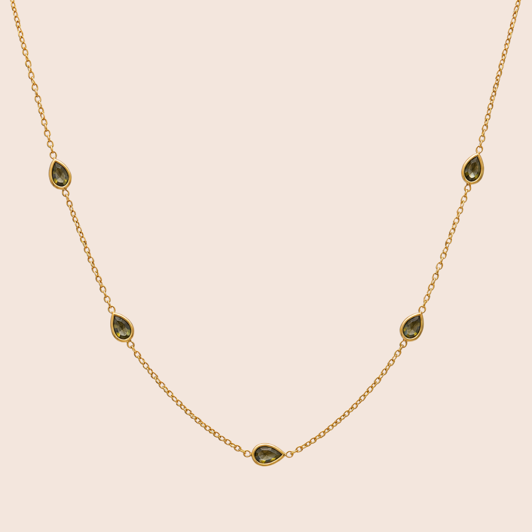 Olive Teardrop Chain Necklace