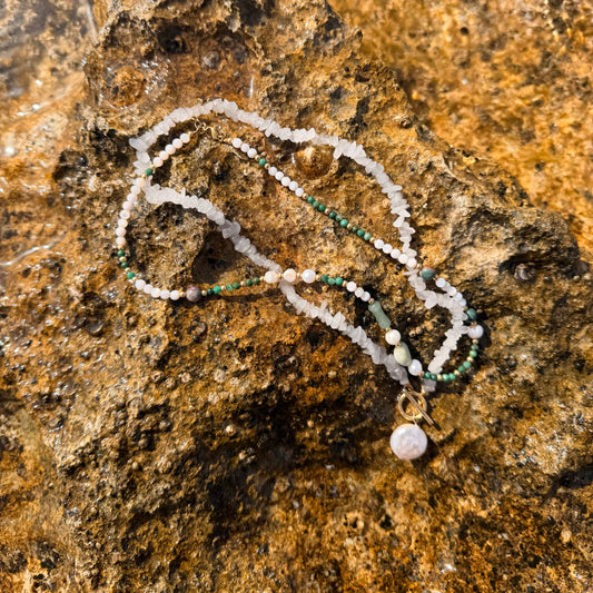 White Moon Gemstone Necklace