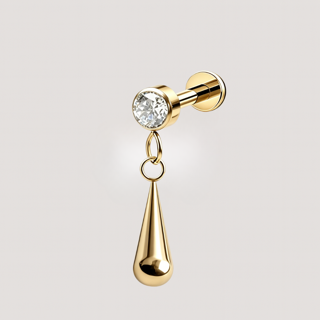 Gold Gem Drop Flat Back Barbell