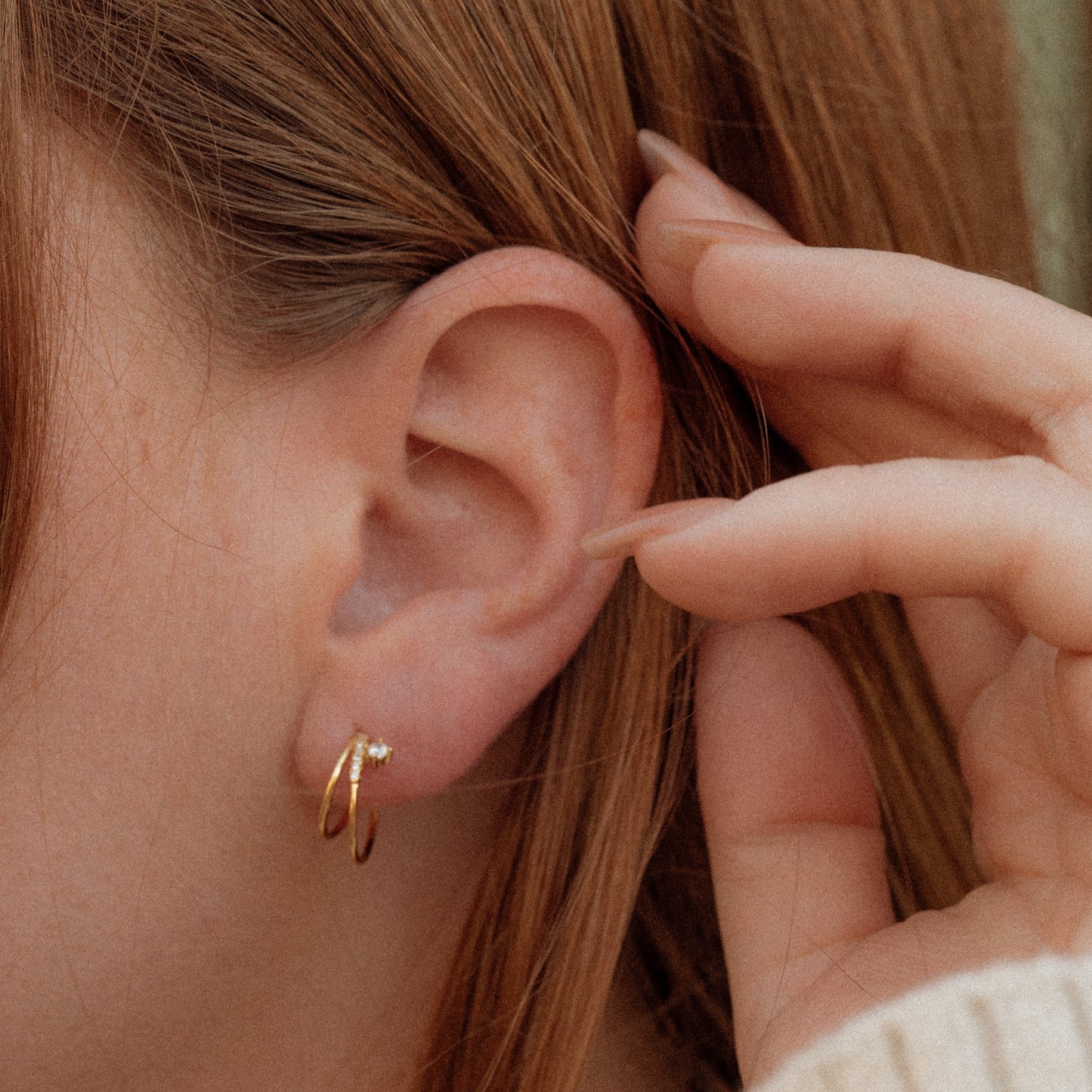 Crystal Diamond Double Hoop