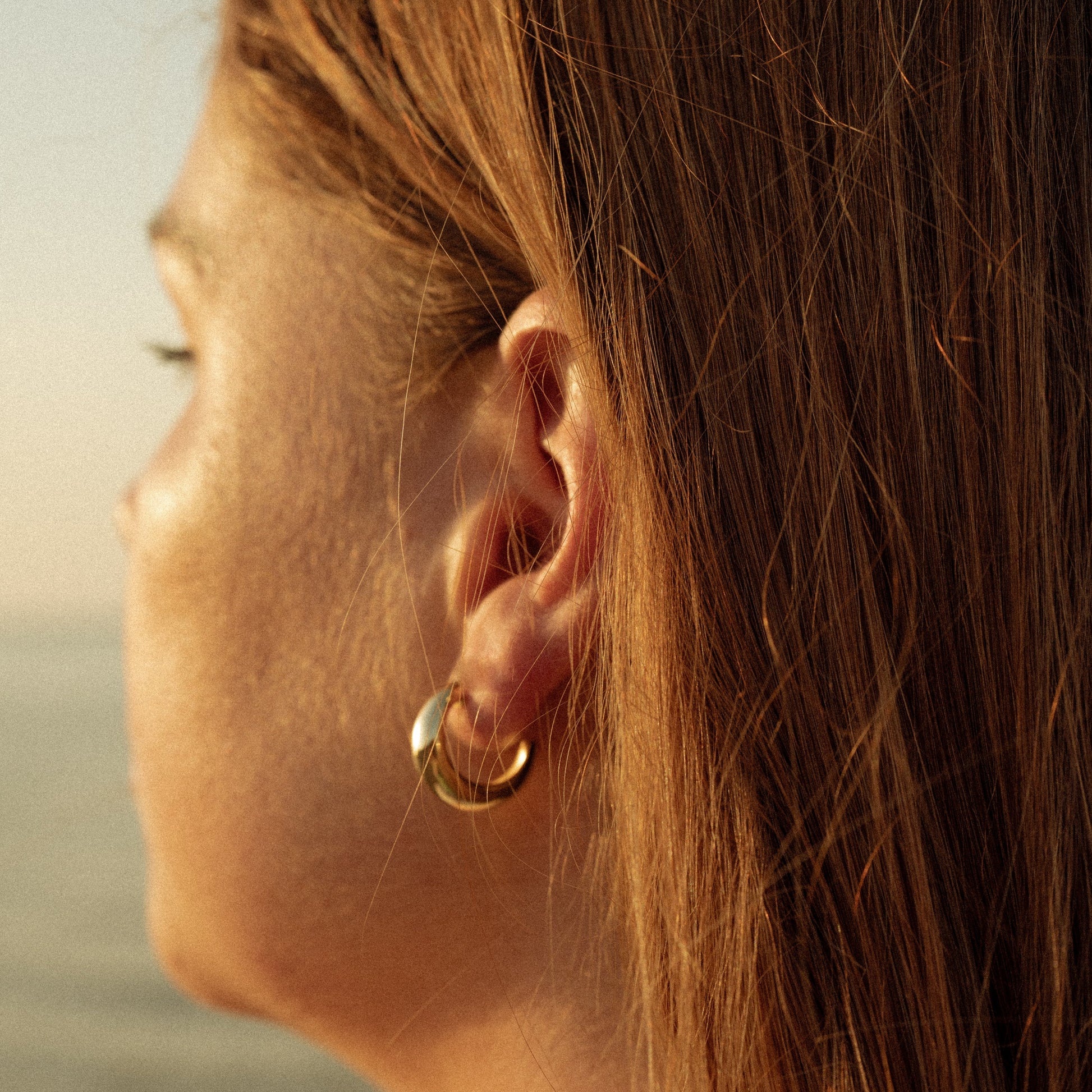 18 karat gold plated bold stud hoop earrings