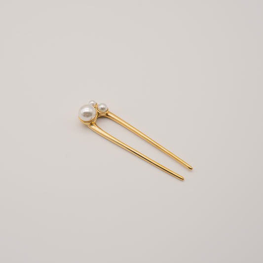 Triple Pearl Gold French Hair Pin