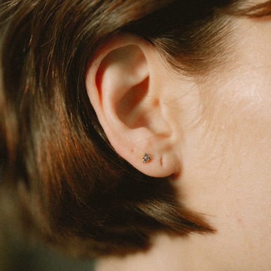 Lavender Triple Crystal Barbell Earring