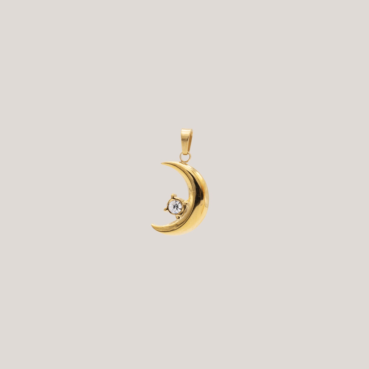 Crescent Moon With Gem Charm