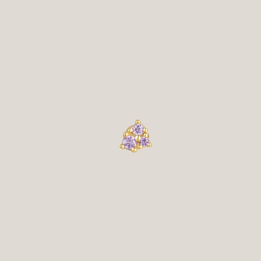 Lavender Triple Crystal Barbell Earring