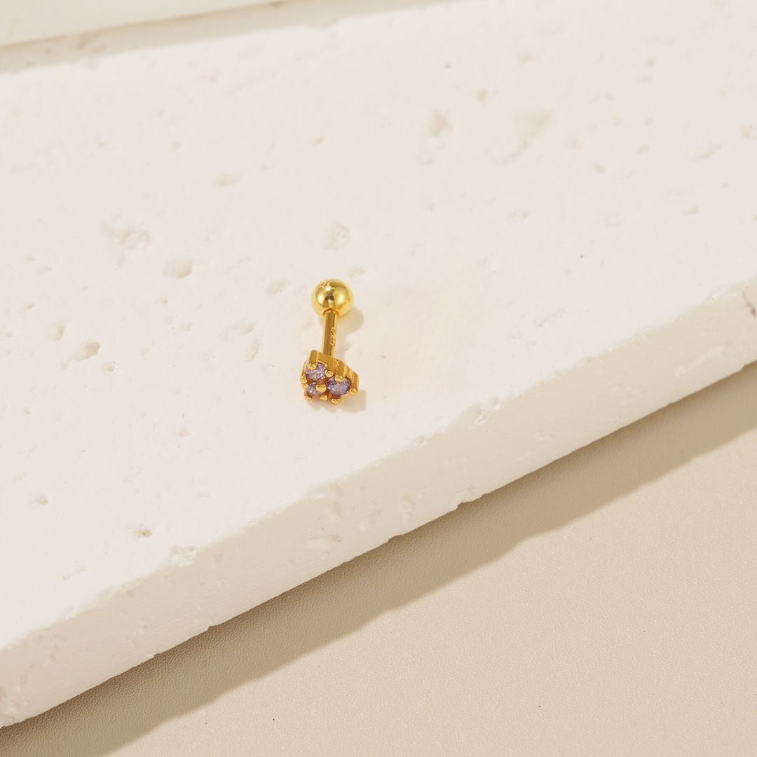 Lavender Triple Crystal Barbell Earring