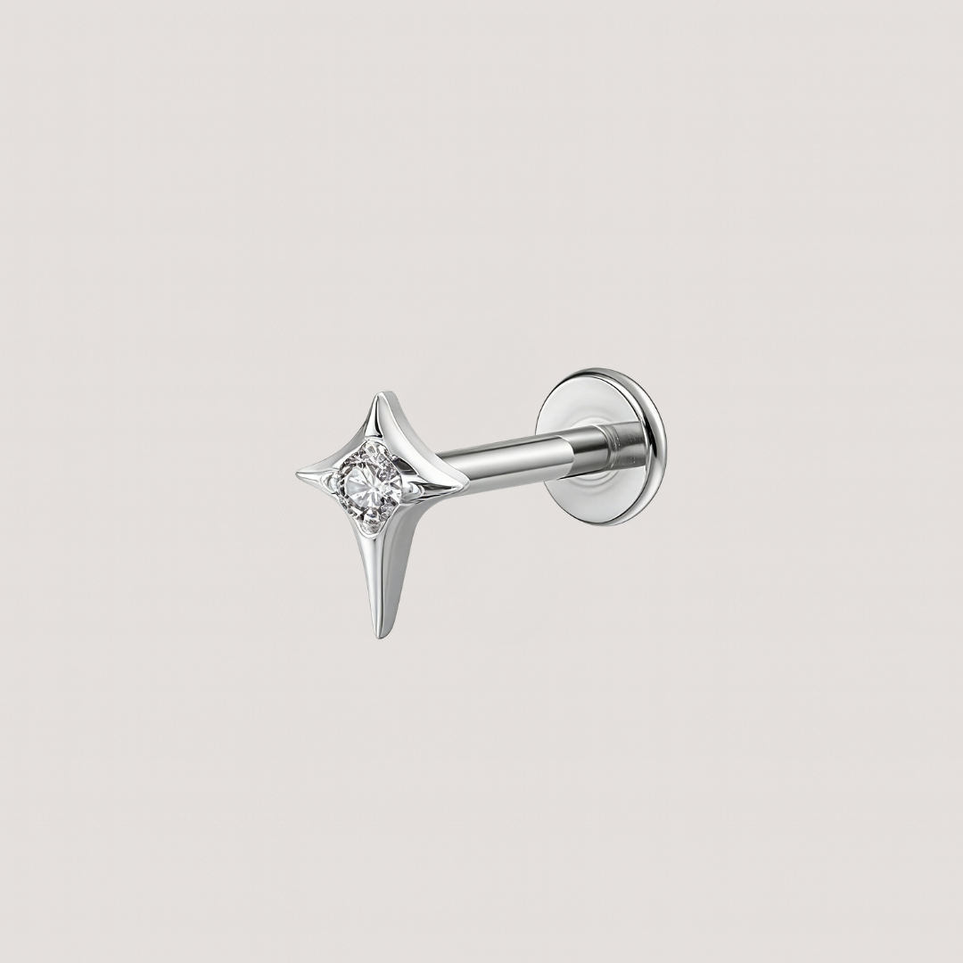 Silver Diamond Flat Back Barbell