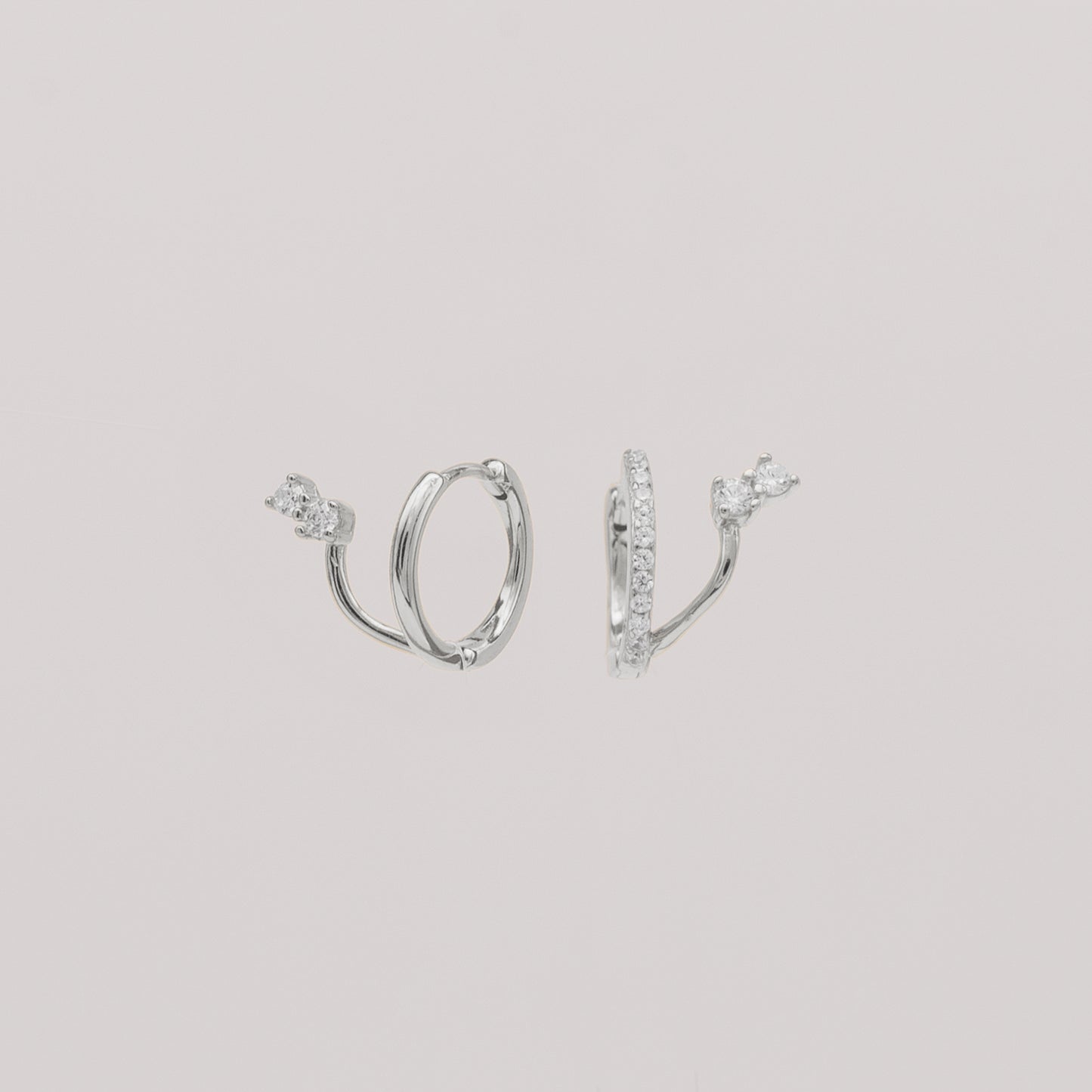 Crystal & Plain Illusion Diamond Huggies