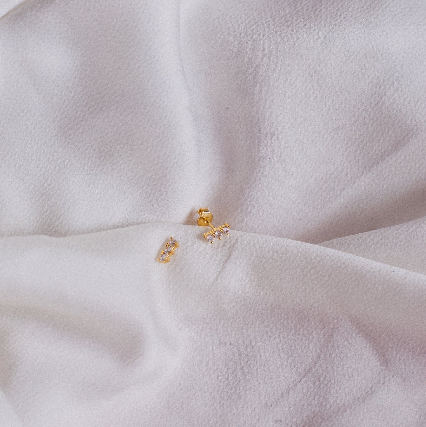 Triple Gem Stud Earring