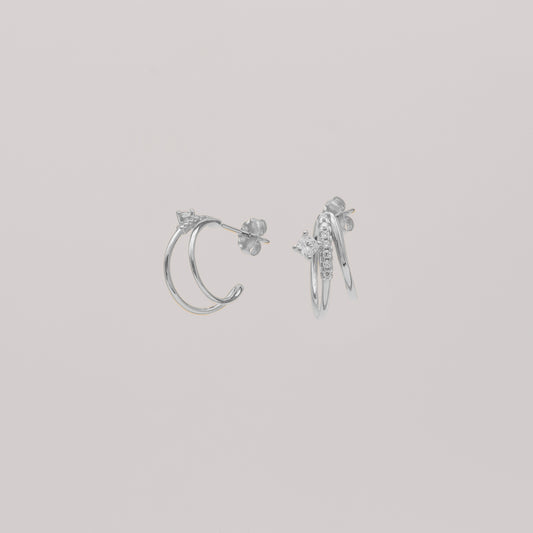 Crystal Diamond Double Hoop