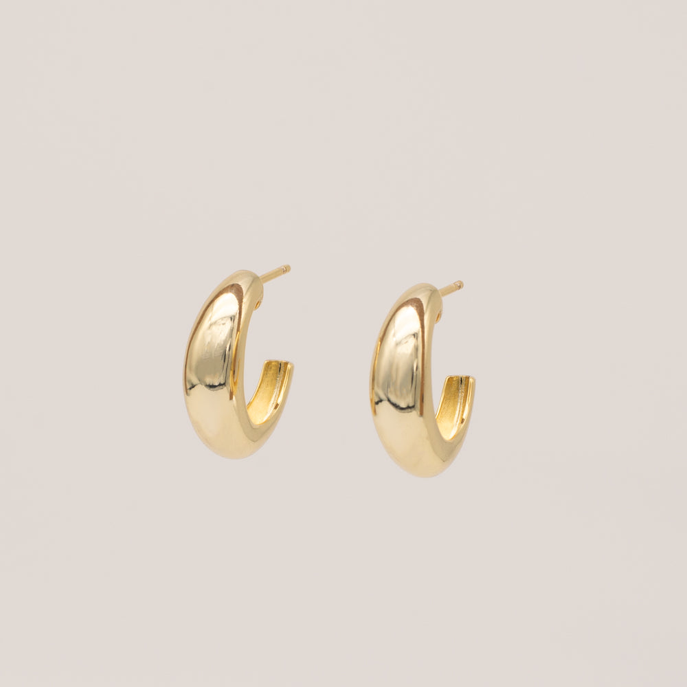 18 karat medium size chunky affordable gold plated bold stud hoop earrings