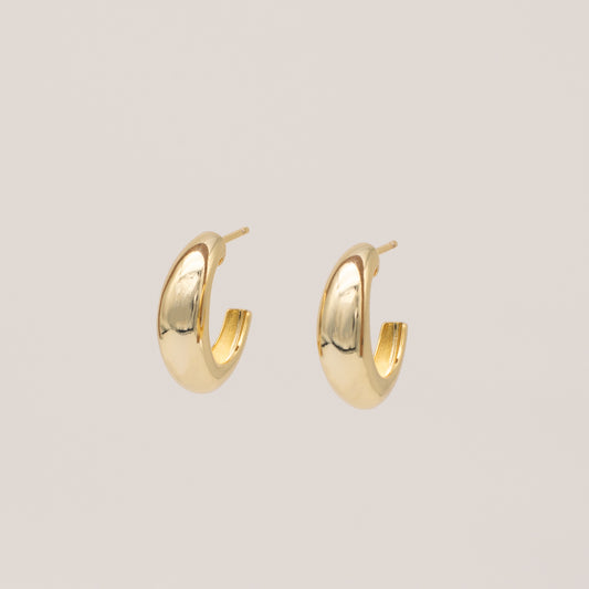 18 karat medium size chunky affordable gold plated bold stud hoop earrings