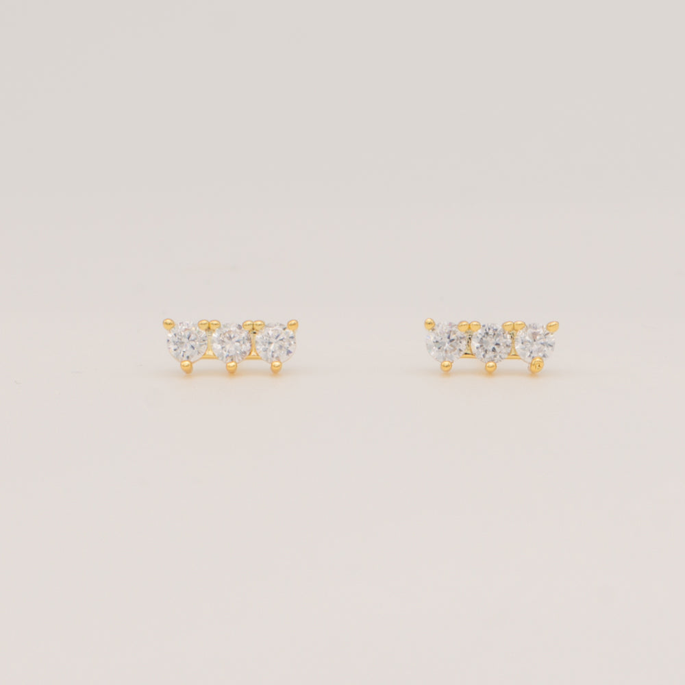 Triple Gem Stud Earring