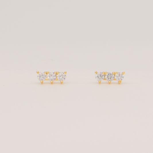 Triple Gem Stud Earring