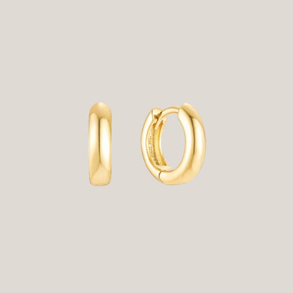 18 karat gold plated bold sterling silver huggie hoops