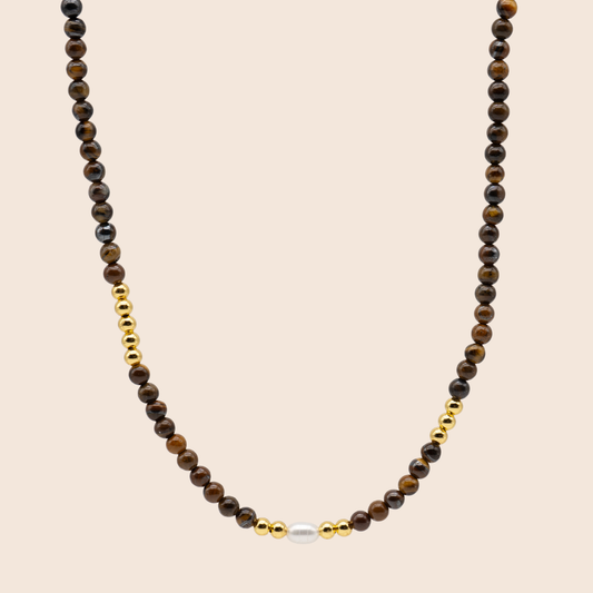 Tiger's Eye Beaded Gemstone Necklace