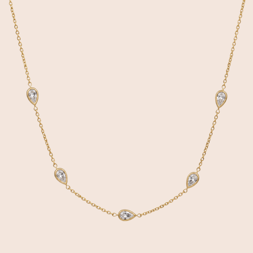 Gold Teardrop Chain Necklace