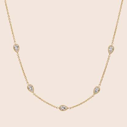 Gold Teardrop Chain Necklace