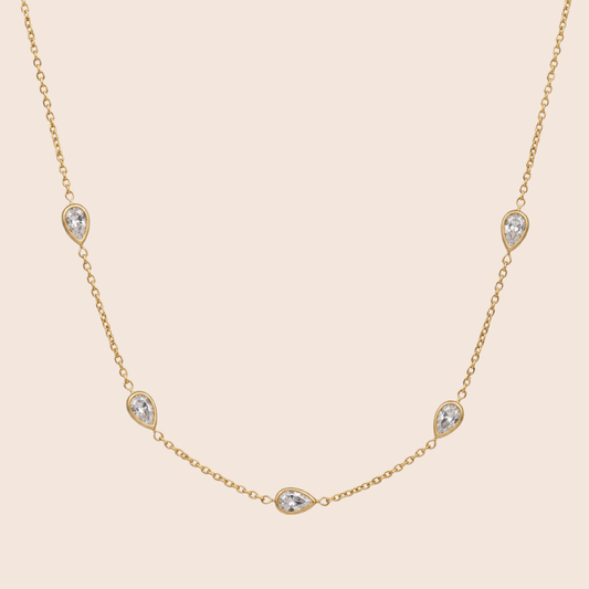 Gold Teardrop Chain Necklace