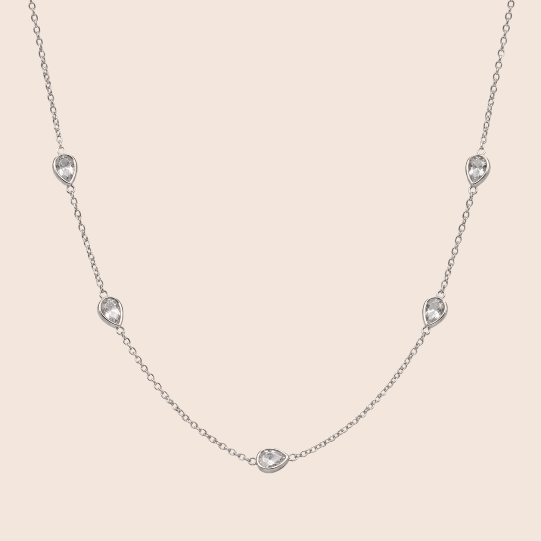 Silver Teardrop Chain Necklace