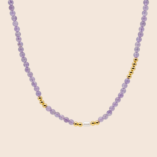 Amethyst Gemstone Beaded Necklace