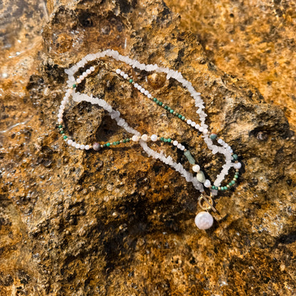 White Moon Gemstone Necklace