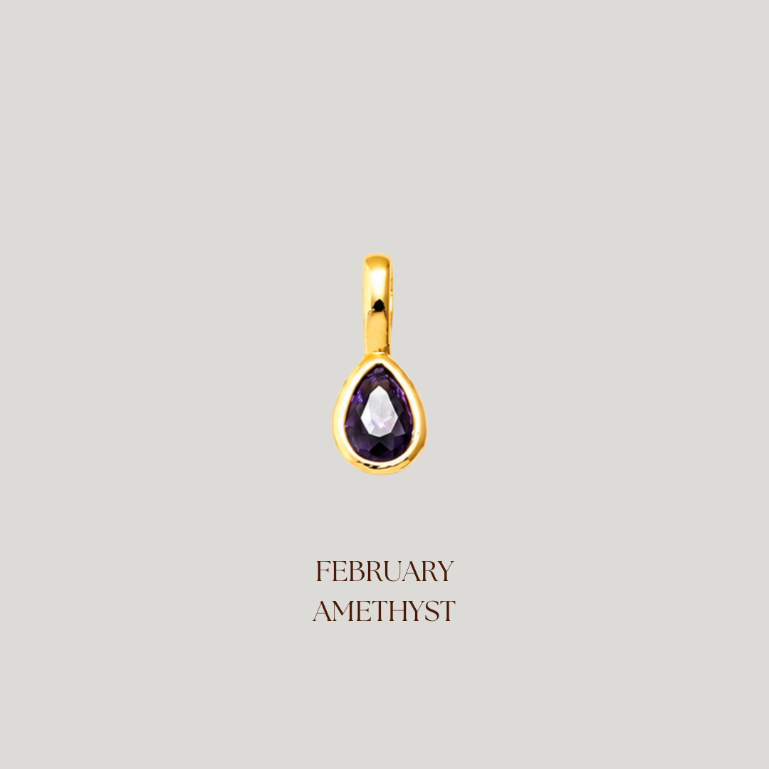 February Amethyst Birthstone Charm