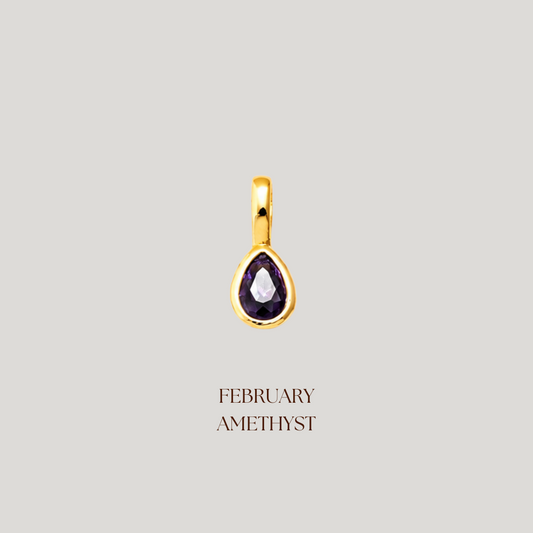 February Amethyst Birthstone Charm