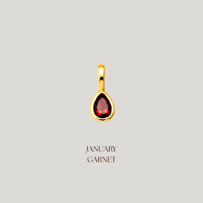 January Garnet Birthstone Charm