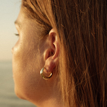 18 karat gold plated bold stud hoop earrings 