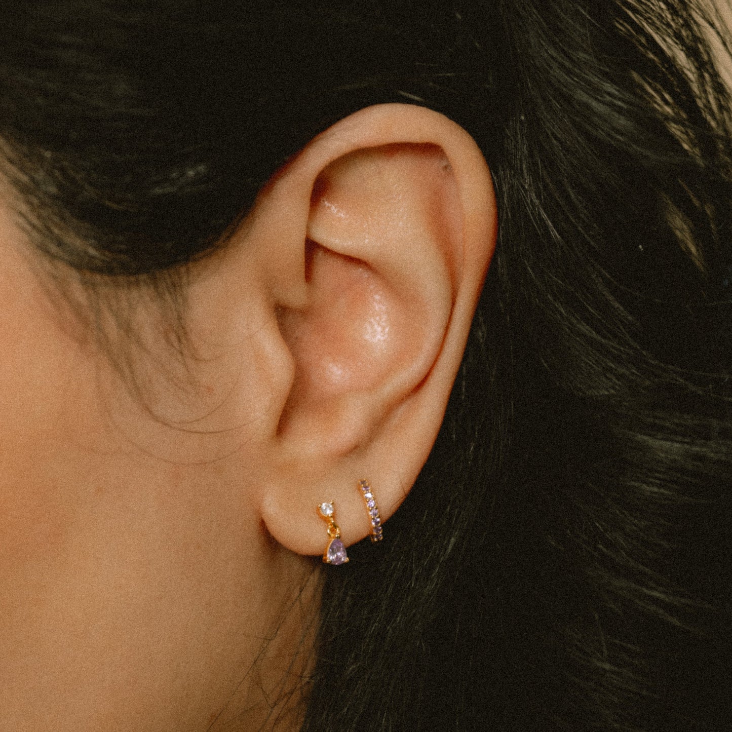 Lavender Drop Stud Earring