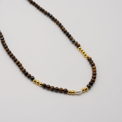 Tiger's Eye Beaded Gemstone Necklace