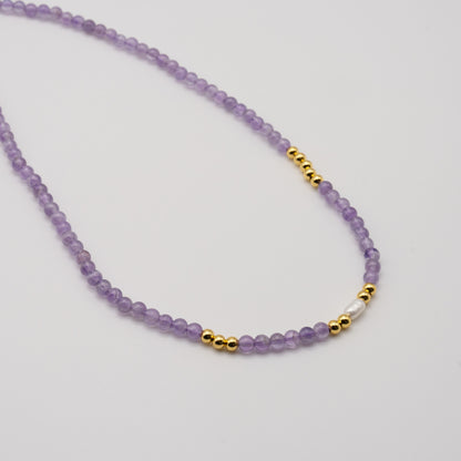 Amethyst Gemstone Beaded Necklace