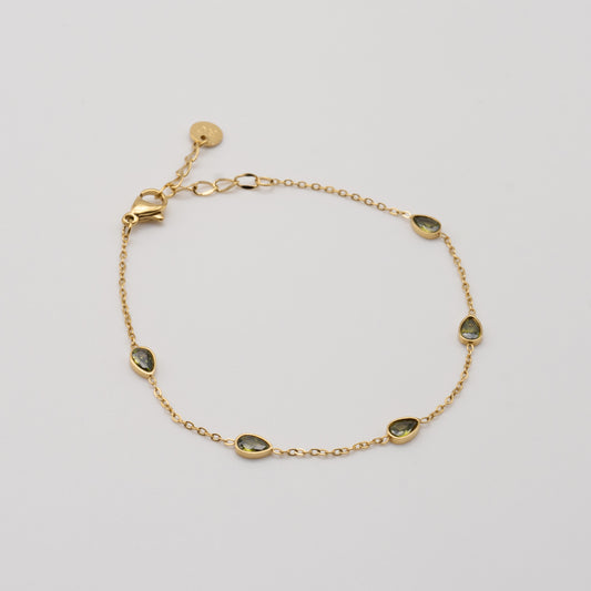Olive Teardrop Chain Bracelet