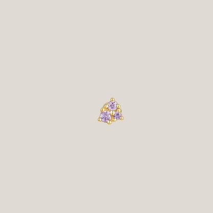 Lavender Triple Crystal Barbell Earring