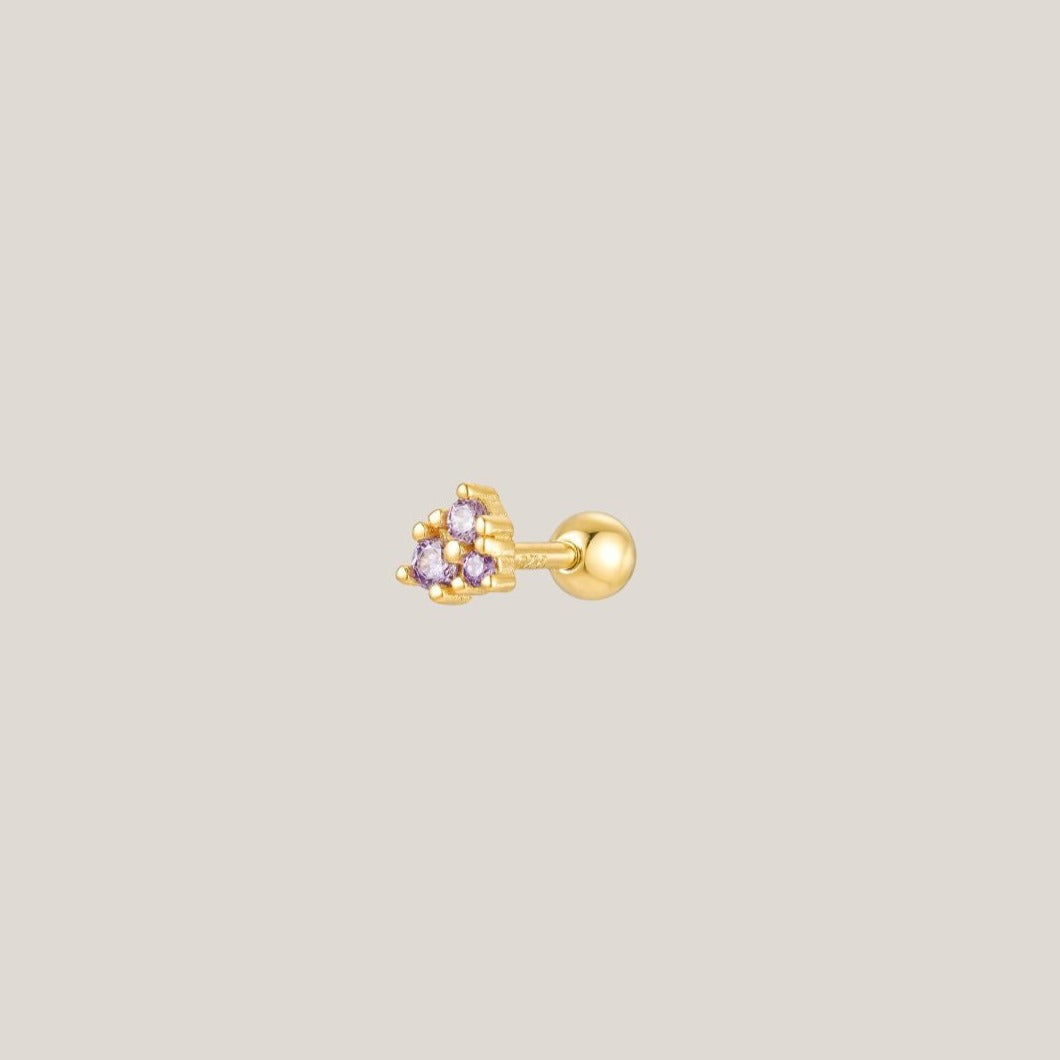 Lavender Triple Crystal Barbell Earring
