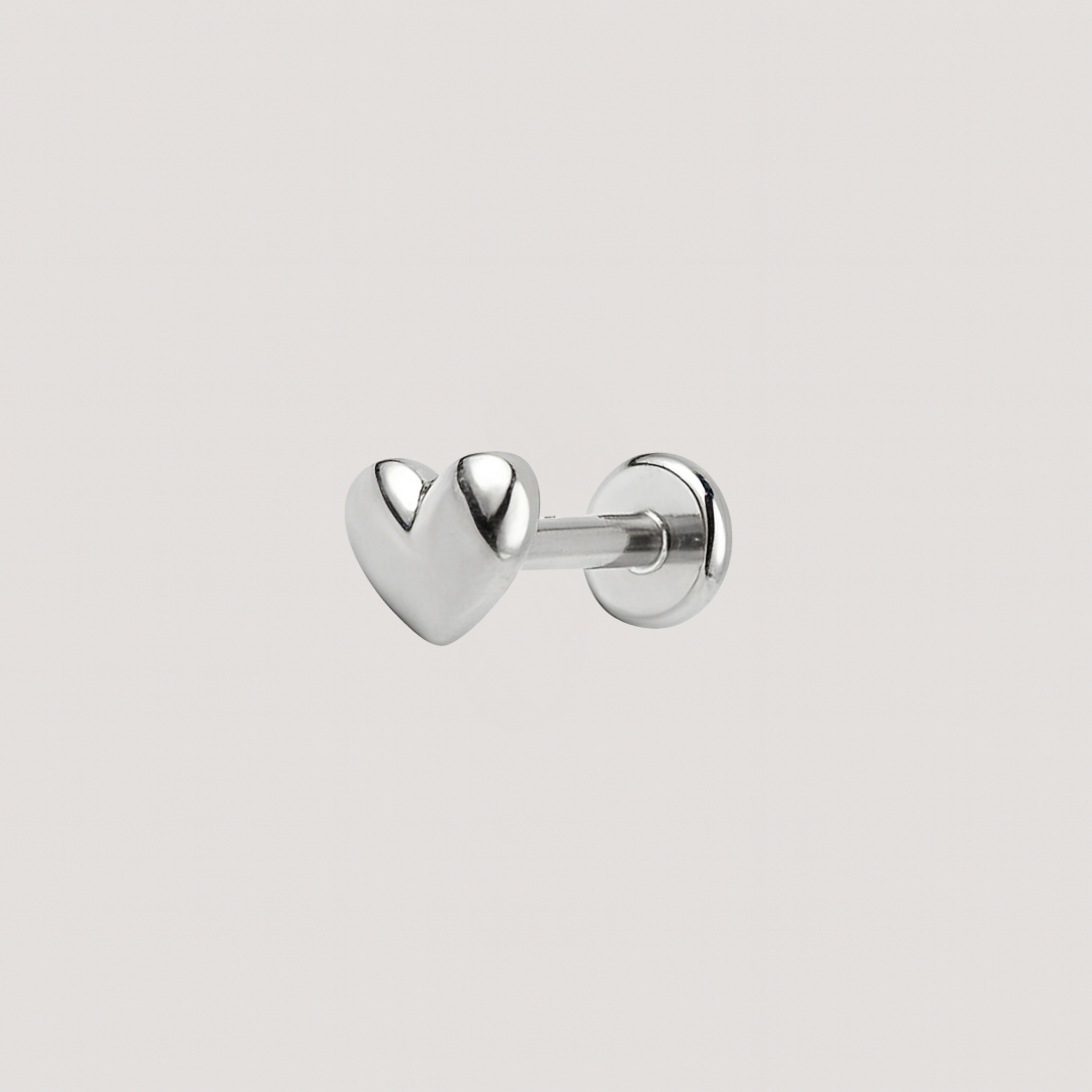 Silver Heart Flat Back Barbell