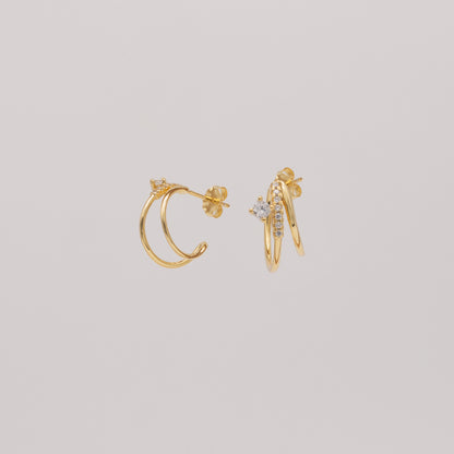 Crystal Diamond Double Hoop