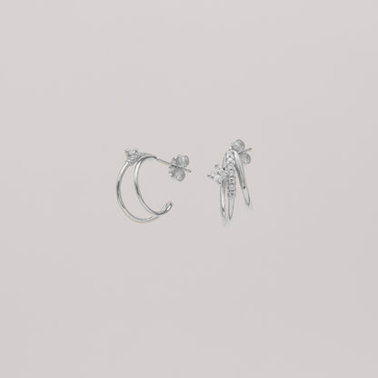 Crystal Diamond Double Hoop